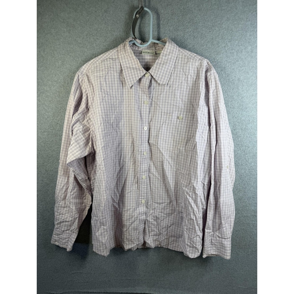 White Stag Shirt Womens XL Purple Check Roll Tab Long‎ Sleeve Button Up Top